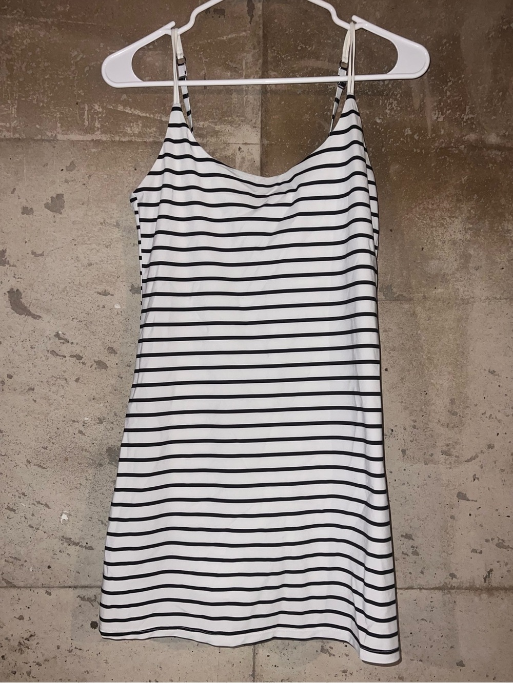 Abercrombie & Fitch White and Black Striped Slip Mini Dress